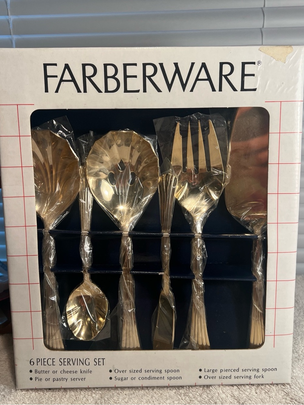 Farberware Chambord Gold 6 Piece Serving Set - Gold Electroplate NOS